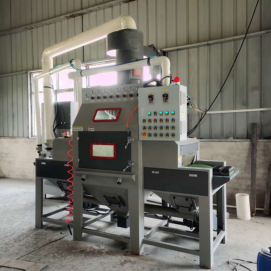 深圳百超生產廠家制造的輸送式自動噴砂機設備實拍圖片 深圳百超生產廠家制造的輸送式自動噴砂機設備實拍圖片